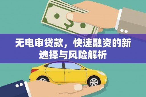 光明新区无电审贷款，快速融资的新选择与风险解析